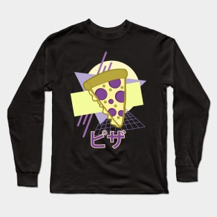 Kawaii Pizza Japanese 90s Retro Style Long Sleeve T-Shirt